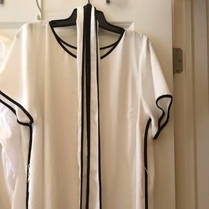 ELOQUII off-white blouse with wrap around belt.